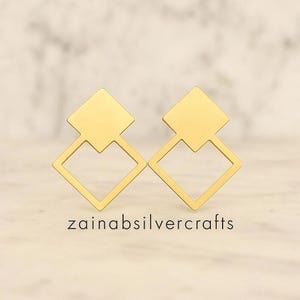 Gorgeous Gold Stud Earrings | 925 Sterling Silver Gold Plated Women's Jewelry | 12 Gram Handmade Statement Earrings