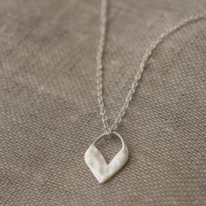 Organic Silver Heart Charm Pendant, Hand Drawn Heart Necklace, Personalized Sterling Silver Initial Jewelry, Gift for Girlfriend Wife Mom