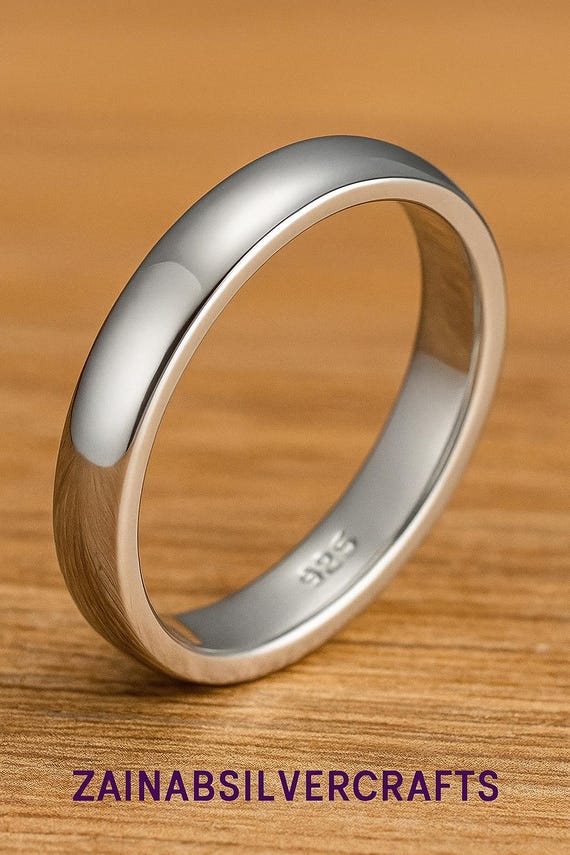 Handgefertigter Ring Aus Sterlingsilber Band Mit Leder Solide Gestempelt 925