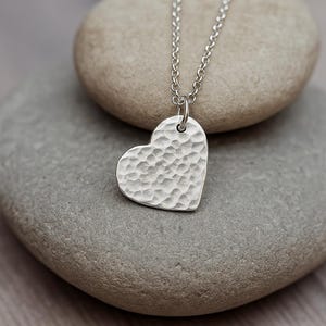 Elegant Sterling Silver Hammered Heart Pendant Necklace | Handmade 925 Silver Jewelry Gift for Women | Minimalist Heart Necklace