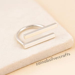 Classic 925 Solid Sterling Silver Vertical Bar Ring | Minimalist Women&#39;s Jewelry