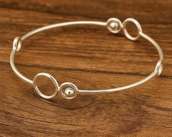 925 Solid Sterling Silver Unisex Bracelet | Stylish Silver Bangle Jewelry