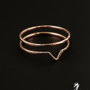 Gorgeous V 925 Sterling Silver 18K Gold Plated Unique Double Layer Jewelry Ring