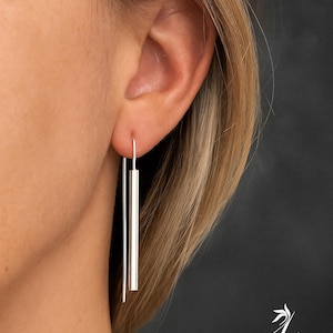 Sparkle 925 Solid Sterling Silver Girl/Women&#39;s Jewelry Long Design Earrings 14GM