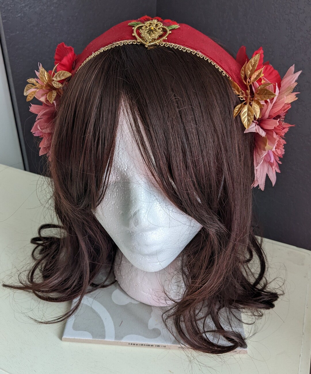 Red Velvet and Floral Art Nouveau Headband Etsy