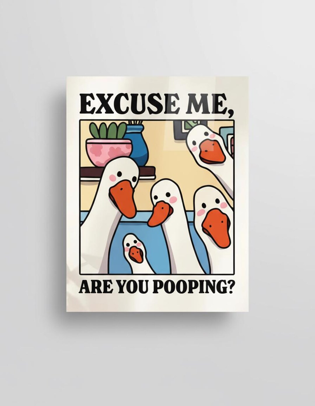 Funny Goose Bathroom Poster – Retro Toilet Humor Wall Art - Etsy