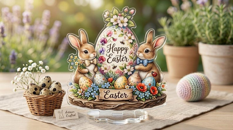 Easter Bunny Spinning Standee, Acrylic Egg Display, Spring Decor - Etsy