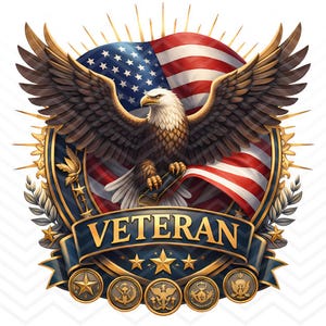 Patriotic Veteran PNG, Eagle and American Flag, Military Art, Digital ...
