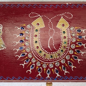 Hand-Painted Wooden Jewelry Box – Traditional Rajasthani Art | Keepsake Storage Chest | Decorative Trinket Organizer | Wooden Painted Box
