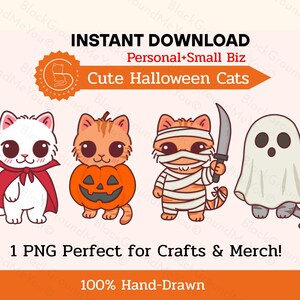 Halloween Cat Costume Clipart PNG, Spooky Season Crafts (Digital Download)