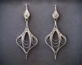 Silver Earrings in filigre - Sterling Silver Elegant  earrings in filigree