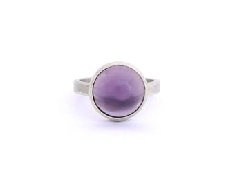 Amethyst silver ring - Sterling Silver ring with hydrothermal stone - Modern ring