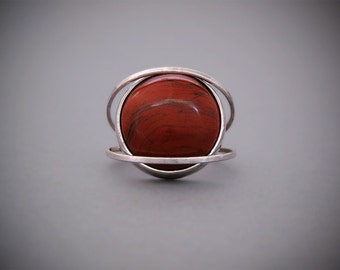 Red jasper ring - Sterling Silver Modern ring with natural stone