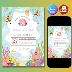 Editable Birthday Invitation Template Printable Birthday Party Invite Digital Download Custom Bday Card for Kids Party