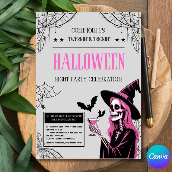 Trickin and Twerkin, Halloween Party, Girly Ghouls Night Birthday Dinner, Pink Glam Costume Party Invite for Adults, Editable Canva Template - Etsy Israel Trickin and Twerkin, Halloween Party, Girly Ghouls Night Birthday Dinner, Pink Glam Costume Party Invite for Adults, Editable Canva Template - Etsy Israel
