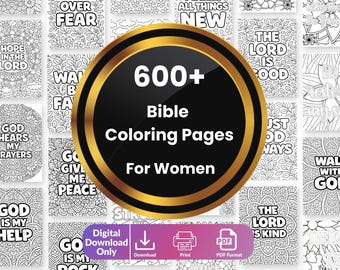 600+ Inspirational Bible Verse Coloring Bundle | Christian Scripture Designs | Faith Printables | Scripture Coloring Sheets