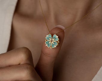 Honwa】四つ葉のクローバー ネックレス ゴールド マザーオブパール