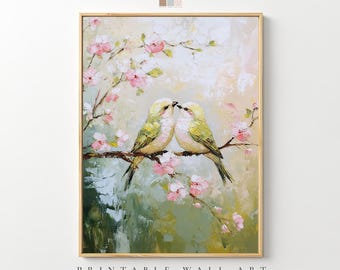 Unzertrennliche Kirschblüten Art Print, romantische Wanddekoration (Digitaler Download)