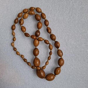 Vintage Brown Chunky Oval Wood Bead Nackles