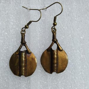 Boho Gold Hammered Metal Dangle Earings