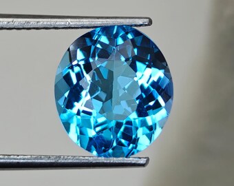 5.09 Ct Natural Swiss Blue Topaz Oval Cut Gemstone, 11.10x9.90 mm Faceted Loose Stone, Loup Clean Swiss Blue Topaz for Jewelry