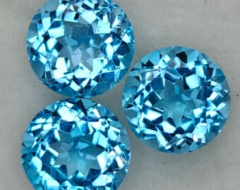 天然スイスブルー トパーズ 19 個セット、30 カラット、ラウンド