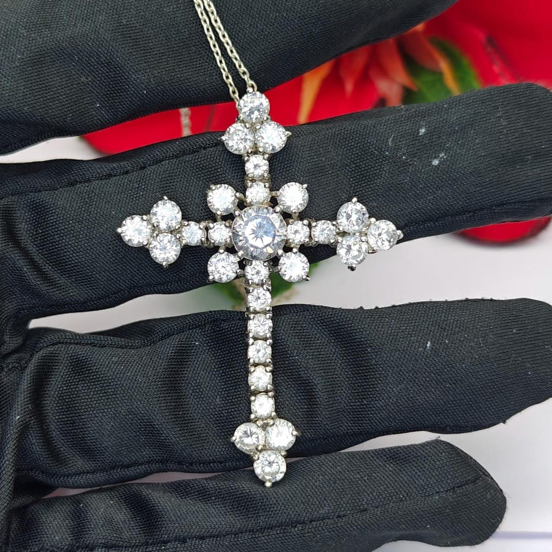 CZ Cross Pendant in 925 Sterling Silver | 7 Mm Center Cubic Zirconia ...