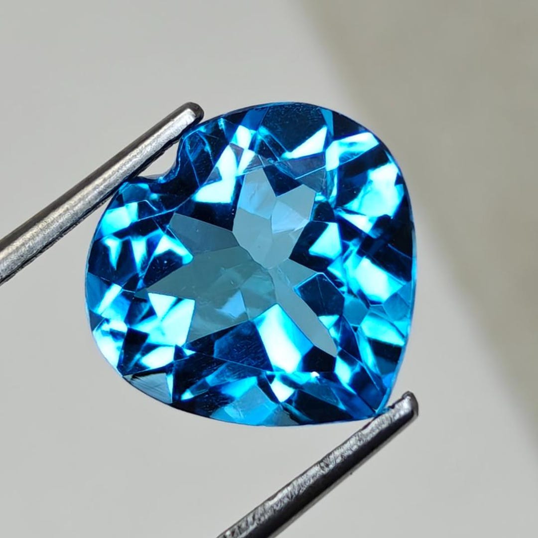 Natural Swiss Blue Topaz Heart Cut Gemstone • 4.25 Carat • 10.7×11