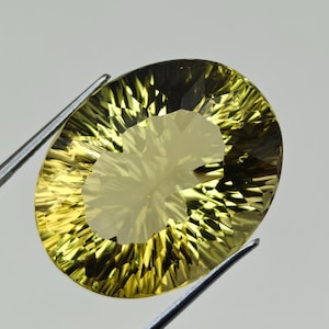 38·13 carat Natural Lemon Quartz Gemstone – oval Cut, Large Collector’s Gem Size24.10x19.23 mm,  12.86mm Height, Faceted Yellow Quartz.