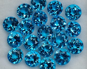 天然スイスブルー トパーズ 19 個セット、30 カラット、ラウンド