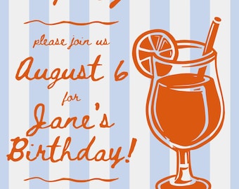 Just a Spritz Ältere Geburtstagseinladung - Bearbeitbare Canva Vorlage - Sofort Download