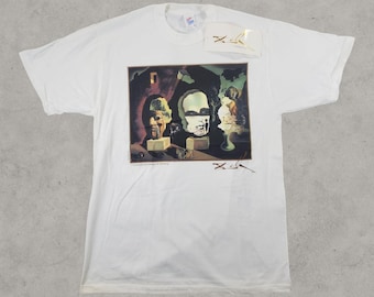 Vintage Salvador Dali Shirt Men Large White St Petersburg Art Musuem Jerzees NWT