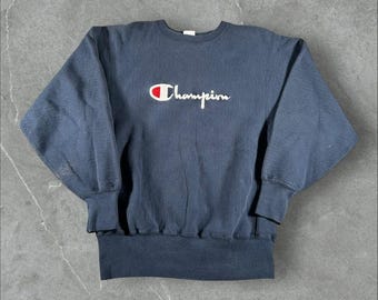 Vintage 90s Champion Reverse Weave Stitched C Spell Out Navy