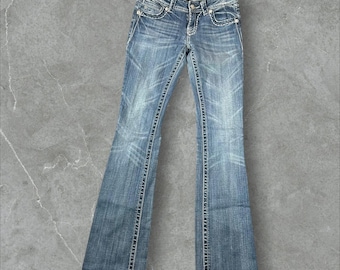 Miss Me Bootcut Jeans Womens 27 Blue JP5045-5 Embroidered Cross Rhinestone Y2K