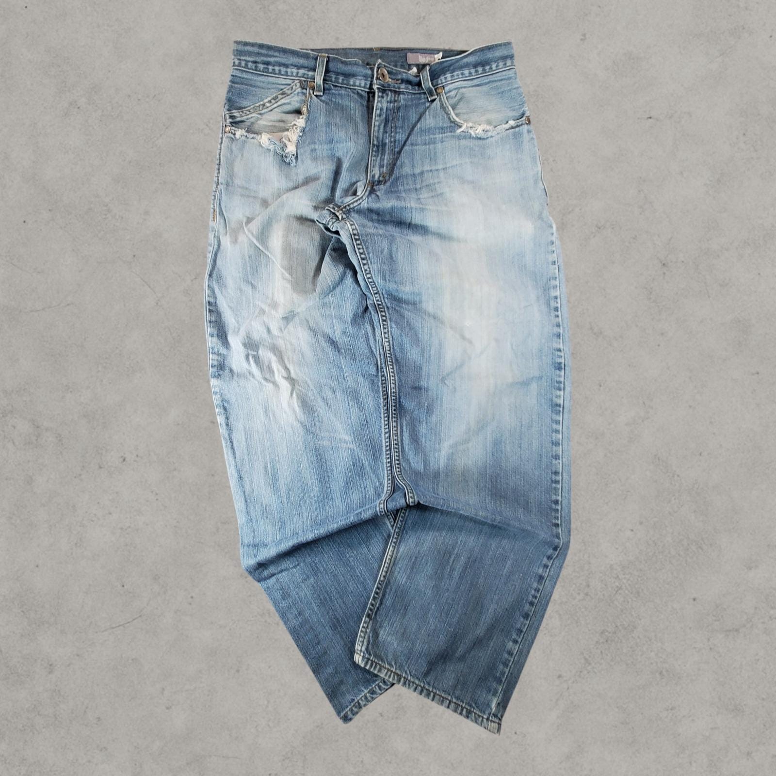 Levi's SilverTab Jeans Mens 34X32 Blue Baggy Light Wash Distressed Denim 90s Y2K