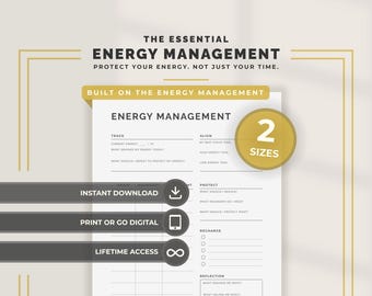 Energy Management Tracker Printable Burnout Prevention Planner Energy Planner Daily Energy Tracker Work Life Balance Planner