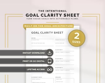 Goal Clarity Sheet Printable Goal Setting Worksheet Goal Planning Planner Vague Goals Action Plan