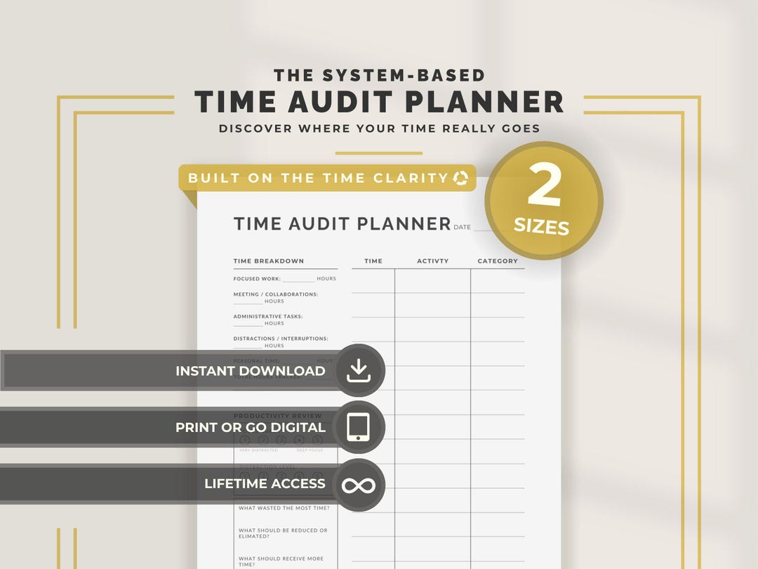 Time Audit Worksheets.pdf Time Audit Planner Printable Time Tracking Planner Productivity Planner ...