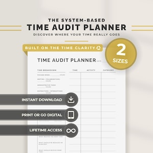 Time Audit Planner Printable Time Tracking Planner Productivity Planner Time Management Planner Manager Daily Time Log Productivity Tracker
