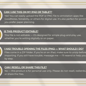 May include: A graphic with four questions and answers about a digital product. The questions are in bold text and are numbered Q4 through Q7. The answers are in a sans-serif font and address topics like file compatibility and usage.