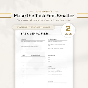 Task Simplifier Printable Procrastination Planner Overwhelmed Task Planner Break Down Tasks Worksheet Digital Task Breakdown