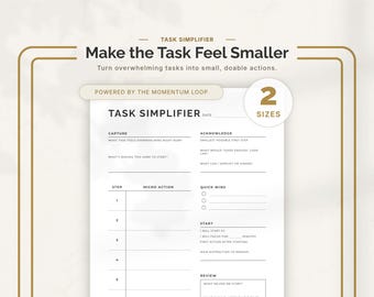 Task Simplifier Printable Procrastination Planner Overwhelmed Task Planner Break Down Tasks Worksheet Digital Task Breakdown