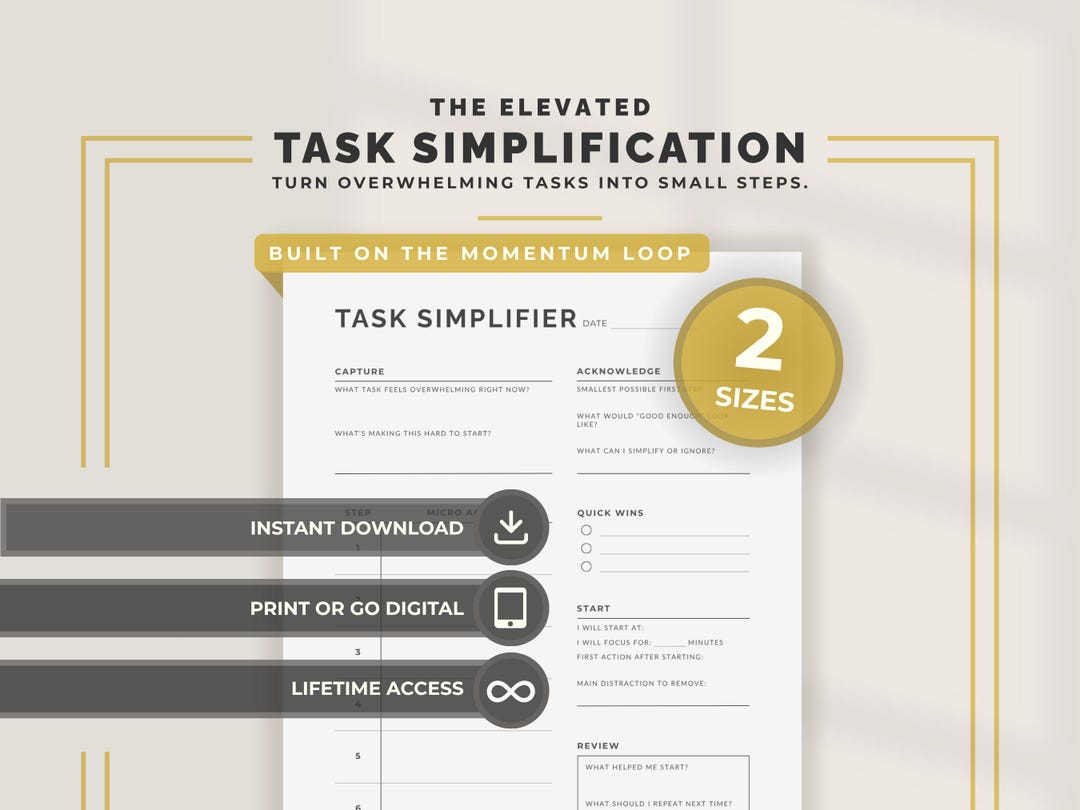 Task Simplifier Printable | Procrastination Planner | Overwhelmed Task ...