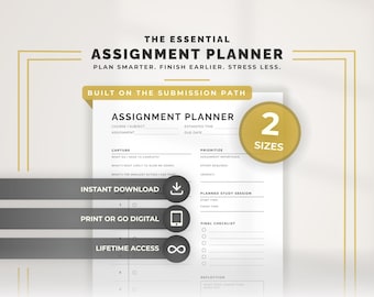 Assignment Planner Printable Student Assignment Tracker Homework Planner Study Planner for Students Academic Planner College