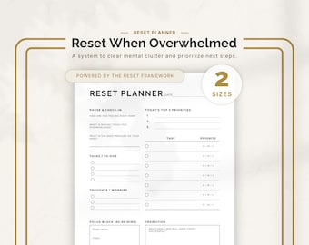 Overwhelmed Reset Planner Printable Brain Dump Worksheet Daily Reset Planner Stress Anxiety Planner Blank Reboot Sheet For Fresh Start