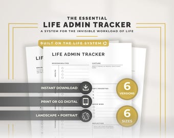 Life Admin Tracker Printable Home Organization Planner Adulting Planner Life Management Worksheet Life Operating Household Planner