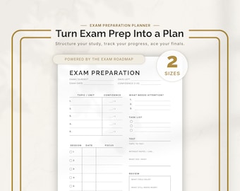 Exam Preparation Planner Revision Planner Printable Exam Countdown Study Confidence Tracker Exam Worksheet Study Schedule Digital Download