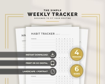 Simple Habit Tracker Printable Weekly Habit Tracker Minimalist Routine Tracker Monday Sunday Start