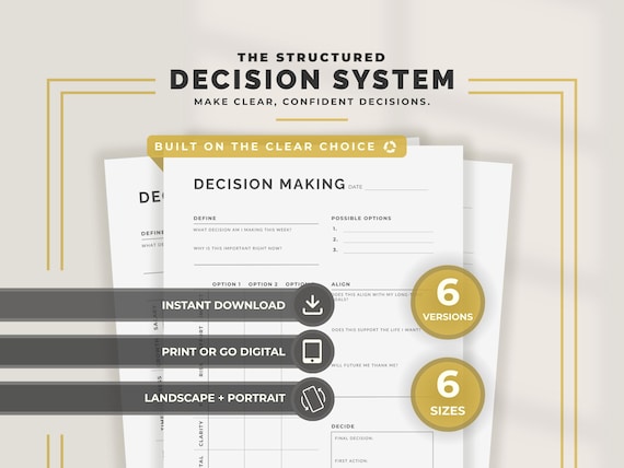 Decision Making Worksheet Printable Pros and Cons List Decision Matrix Template Decision Fatigue Planner Difficult Decision Helper