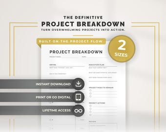 Project Breakdown Sheet Printable Project Planner Worksheet Project Management Planner Deadline Planning Template Project Organizer